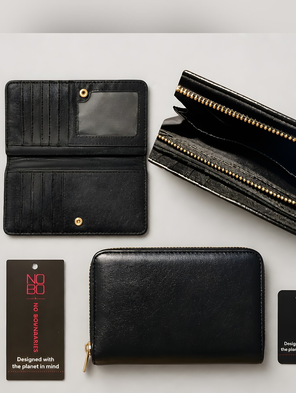No Boundaries Black Wallet with Gold Accents